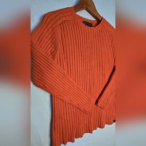 VTG Abercrombie Chunky Rib Orange Wool Blend Women's Sweater XL Y2K 2000s